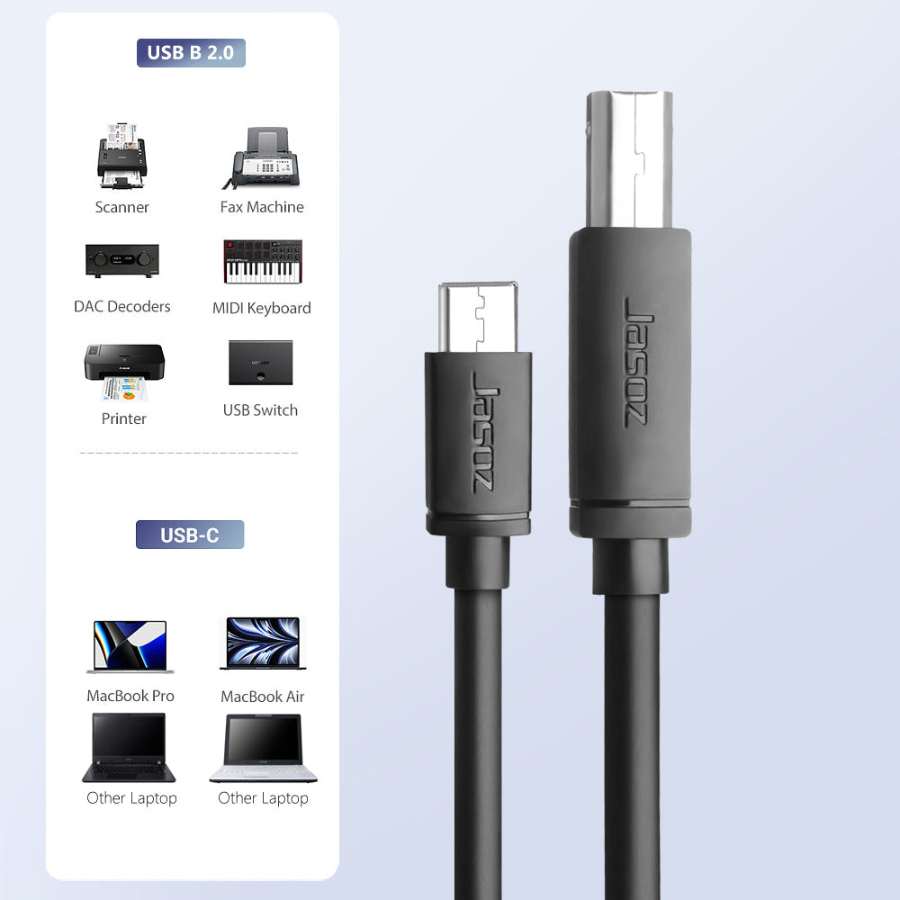 USB C to USB2.0 Male Printer Cable for Scanner Phone Macbook - Eastlakes Electronics